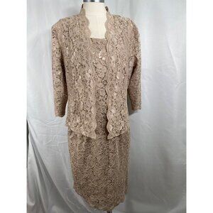 SLNY dress & jacket mother of bride groom event platinum sequins 10 petite